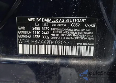 2009 Mercedes-Benz E 350 4Matic from USA, damaged, VIN WDBUH87XX9B402037